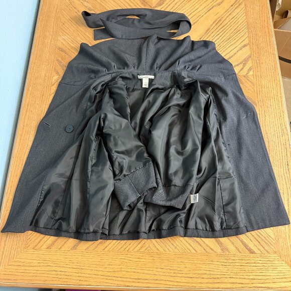 Kenneth Cole New York Gray Wide Collar Suit Jacket Belt Stretch Womens Size 4 - Picture 11 of 11